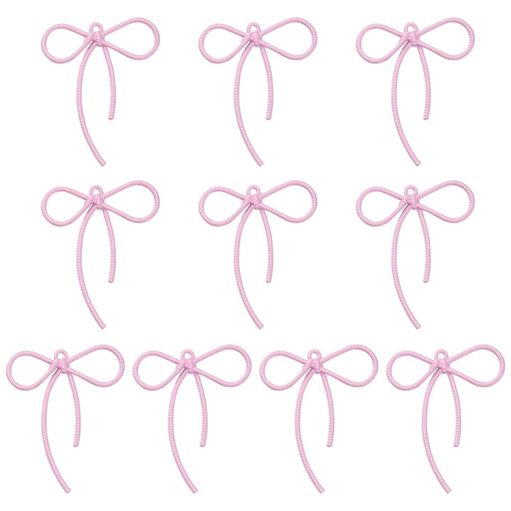 1444 10 Pieces Bow Charms for Jewelry Making Pink Bulk Cute Alloy Charms